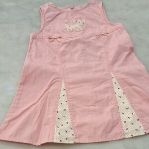 Vintage Gymboree Pink Sleeveless Dress with Cat Floral‎ Sz 12-18 Months Bows Y2k
